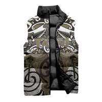 Personalised Maori Waikato Tainui Sleeveless Puffer Jacket Silver Fern Kowhaiwhai Art LT01 - Polynesian Pride