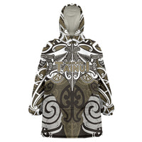 Personalised Maori Waikato Tainui Wearable Blanket Hoodie Silver Fern Kowhaiwhai Art LT01 One Size Muted Gold - Polynesian Pride
