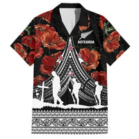 New Zealand ANZAC Day Hawaiian Shirt Poppy With Polynesian Pattern LT01 Black - Polynesian Pride