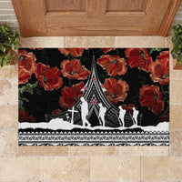 New Zealand ANZAC Day Rubber Doormat Poppy With Polynesian Pattern LT01 - Polynesian Pride