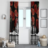 New Zealand ANZAC Day Window Curtain Poppy With Polynesian Pattern LT01 - Polynesian Pride