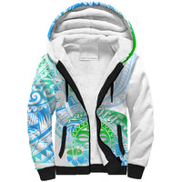 Kia Ora Maori New Zealand Pastel Sherpa Hoodie Sun Ta Moko Aqua Green Version LT01 Unisex Aqua - Polynesian Pride