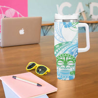 Kia Ora Maori New Zealand Pastel Tumbler With Handle Sun Ta Moko Aqua Green Version