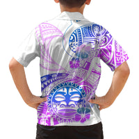 Kia Ora Maori New Zealand Pastel Family Matching Tank Maxi Dress and Hawaiian Shirt Sun Ta Moko Lilac Version LT01 - Polynesian Pride