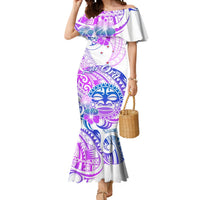 Kia Ora Maori New Zealand Pastel Mermaid Dress Sun Ta Moko Lilac Version LT01 Women Purple - Polynesian Pride