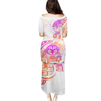 Kia Ora Maori New Zealand Pastel Family Matching Puletasi Dress and Hawaiian Shirt Sun Ta Moko Sunset Version LT01 - Polynesian Pride