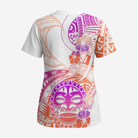 Kia Ora Maori New Zealand Pastel Scrub Top Sun Ta Moko Sunset Version - Polynesian Pride