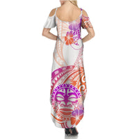 Kia Ora Maori New Zealand Pastel Summer Maxi Dress Sun Ta Moko Sunset Version LT01 - Polynesian Pride