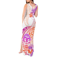 Kia Ora Maori New Zealand Pastel Tank Maxi Dress Sun Ta Moko Sunset Version LT01 - Polynesian Pride