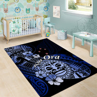 Aotearoa Kia Ora New Zealand Ta Moko Blue Version Area Rug LT01 - Polynesian Pride