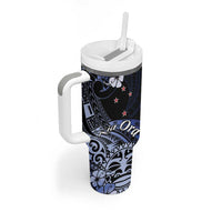 Aotearoa Kia Ora New Zealand Ta Moko Blue Version Tumbler With Handle LT01 - Polynesian Pride
