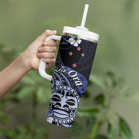 Aotearoa Kia Ora New Zealand Ta Moko Blue Version Tumbler With Handle LT01 - Polynesian Pride