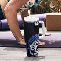 Aotearoa Kia Ora New Zealand Ta Moko Blue Version Tumbler With Handle LT01 - Polynesian Pride