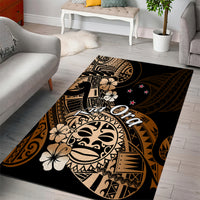 Aotearoa Kia Ora New Zealand Ta Moko Gold Version Area Rug LT01 - Polynesian Pride