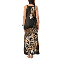 Aotearoa Kia Ora New Zealand Ta Moko Gold Version Tank Maxi Dress LT01 - Polynesian Pride