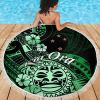Aotearoa Kia Ora New Zealand Ta Moko Green Version Beach Blanket LT01 - Polynesian Pride
