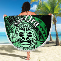 Aotearoa Kia Ora New Zealand Ta Moko Green Version Beach Blanket LT01 - Polynesian Pride