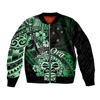 Aotearoa Kia Ora New Zealand Ta Moko Green Version Bomber Jacket LT01 Unisex Green - Polynesian Pride