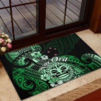 Aotearoa Kia Ora New Zealand Ta Moko Green Version Rubber Doormat LT01 - Polynesian Pride