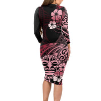 Aotearoa Kia Ora New Zealand Ta Moko Red Version Long Sleeve Bodycon Dress LT01 - Polynesian Pride