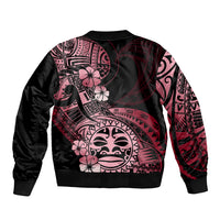 Aotearoa Kia Ora New Zealand Ta Moko Red Version Sleeve Zip Bomber Jacket LT01 - Polynesian Pride