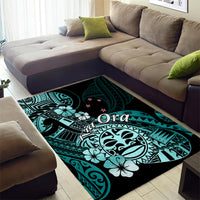Aotearoa Kia Ora New Zealand Ta Moko Turquoise Version Area Rug LT01 - Polynesian Pride