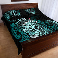 Aotearoa Kia Ora New Zealand Ta Moko Turquoise Version Quilt Bed Set LT01 - Polynesian Pride