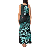 Aotearoa Kia Ora New Zealand Ta Moko Turquoise Version Tank Maxi Dress LT01 - Polynesian Pride