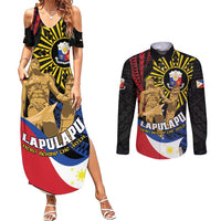 Personalized Lapulapu The First Filipino Hero Couples Matching Summer Maxi Dress and Long Sleeve Button Shirt Polynesian Pattern