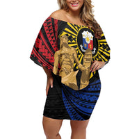 Personalized Lapulapu The First Filipino Hero Off Shoulder Short Dress Polynesian Pattern