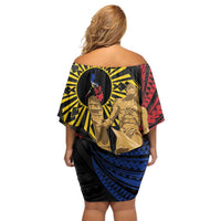 Personalized Lapulapu The First Filipino Hero Off Shoulder Short Dress Polynesian Pattern