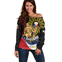 Personalized Lapulapu The First Filipino Hero Off Shoulder Sweater Polynesian Pattern