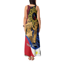 Personalized Lapulapu The First Filipino Hero Tank Maxi Dress Polynesian Pattern