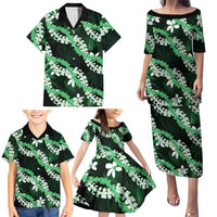 Puakenikeni Maile Lei Family Matching Puletasi and Hawaiian Shirt Frangipani Green Tropical Leaves LT01 - Polynesian Pride