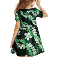 Puakenikeni Maile Lei Family Matching Summer Maxi Dress and Hawaiian Shirt Frangipani Green Tropical Leaves LT01 - Polynesian Pride