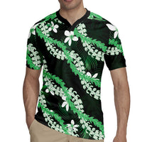 Puakenikeni Maile Lei Rugby Jersey Frangipani Green Tropical Leaves LT01 - Polynesian Pride