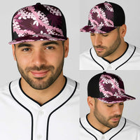Puakenikeni Maile Lei Baseball Net Cap Frangipani Pink Tropical Leaves