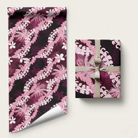 Puakenikeni Maile Lei Wrapping Paper Frangipani Pink Tropical Leaves LT01 58" × 23" Pink - Polynesian Pride