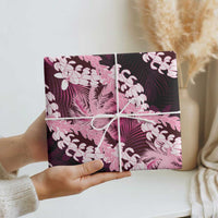 Puakenikeni Maile Lei Wrapping Paper Frangipani Pink Tropical Leaves LT01 - Polynesian Pride