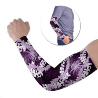 Puakenikeni Maile Lei Arm Sleeves Frangipani Purple Tropical Leaves