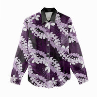 Puakenikeni Maile Lei Women Casual Shirt Frangipani Purple Tropical Leaves LT01 - Polynesian Pride