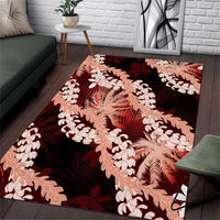 Puakenikeni Maile Lei Area Rug Frangipani Red Tropical Leaves LT01 Red - Polynesian Pride
