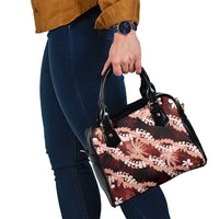 Puakenikeni Maile Lei Shoulder Handbag Frangipani Red Tropical Leaves LT01 - Polynesian Pride