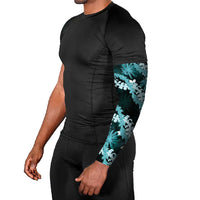 Puakenikeni Maile Lei Arm Sleeves Frangipani Turquoise Tropical Leaves LT01 - Polynesian Pride