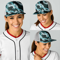 Puakenikeni Maile Lei Baseball Net Cap Frangipani Turquoise Tropical Leaves LT01 - Polynesian Pride