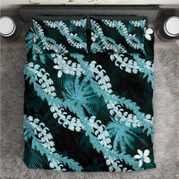 Puakenikeni Maile Lei Bedding Set Frangipani Turquoise Tropical Leaves LT01 Turquoise - Polynesian Pride