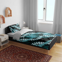 Puakenikeni Maile Lei Bedding Set Frangipani Turquoise Tropical Leaves LT01 - Polynesian Pride