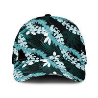 Puakenikeni Maile Lei Classic Cap Frangipani Turquoise Tropical Leaves LT01 Universal Fit Turquoise - Polynesian Pride
