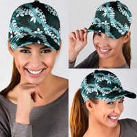 Puakenikeni Maile Lei Classic Cap Frangipani Turquoise Tropical Leaves LT01 - Polynesian Pride