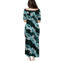 Puakenikeni Maile Lei Family Matching Puletasi and Hawaiian Shirt Frangipani Turquoise Tropical Leaves LT01 - Polynesian Pride